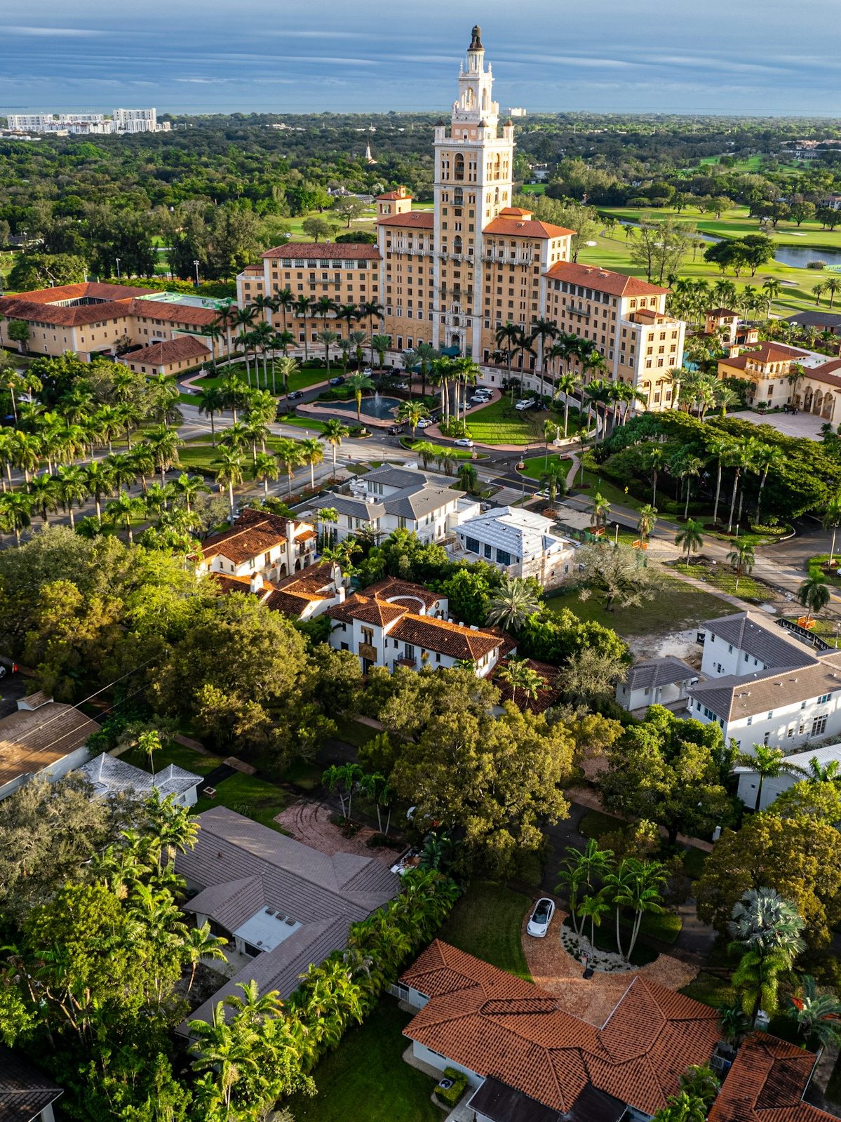Aerial view of Coral Gables and the Biltmore, minutes from SOMI Walk