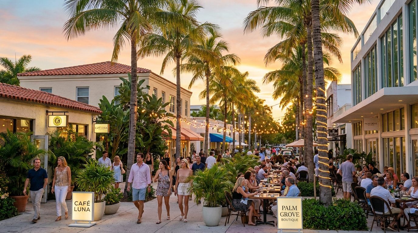 Downtown South Miami at golden hour